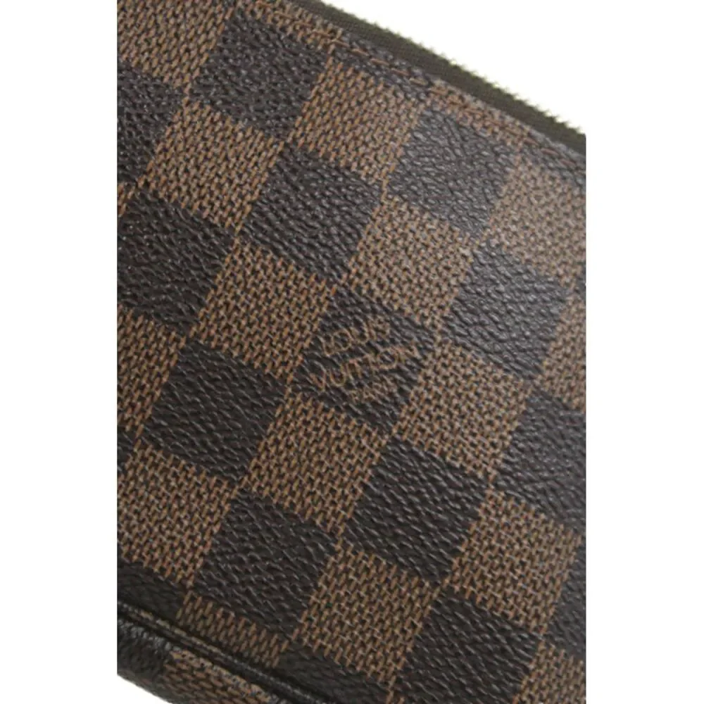 Louis Vuitton Womens Damier Ebene Trunks & Bags Mini Pouchette Handbag Brown